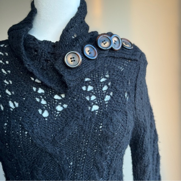 Free People Button Collar Knit Sweater Dress Gray size Small - Picture 3 of 14